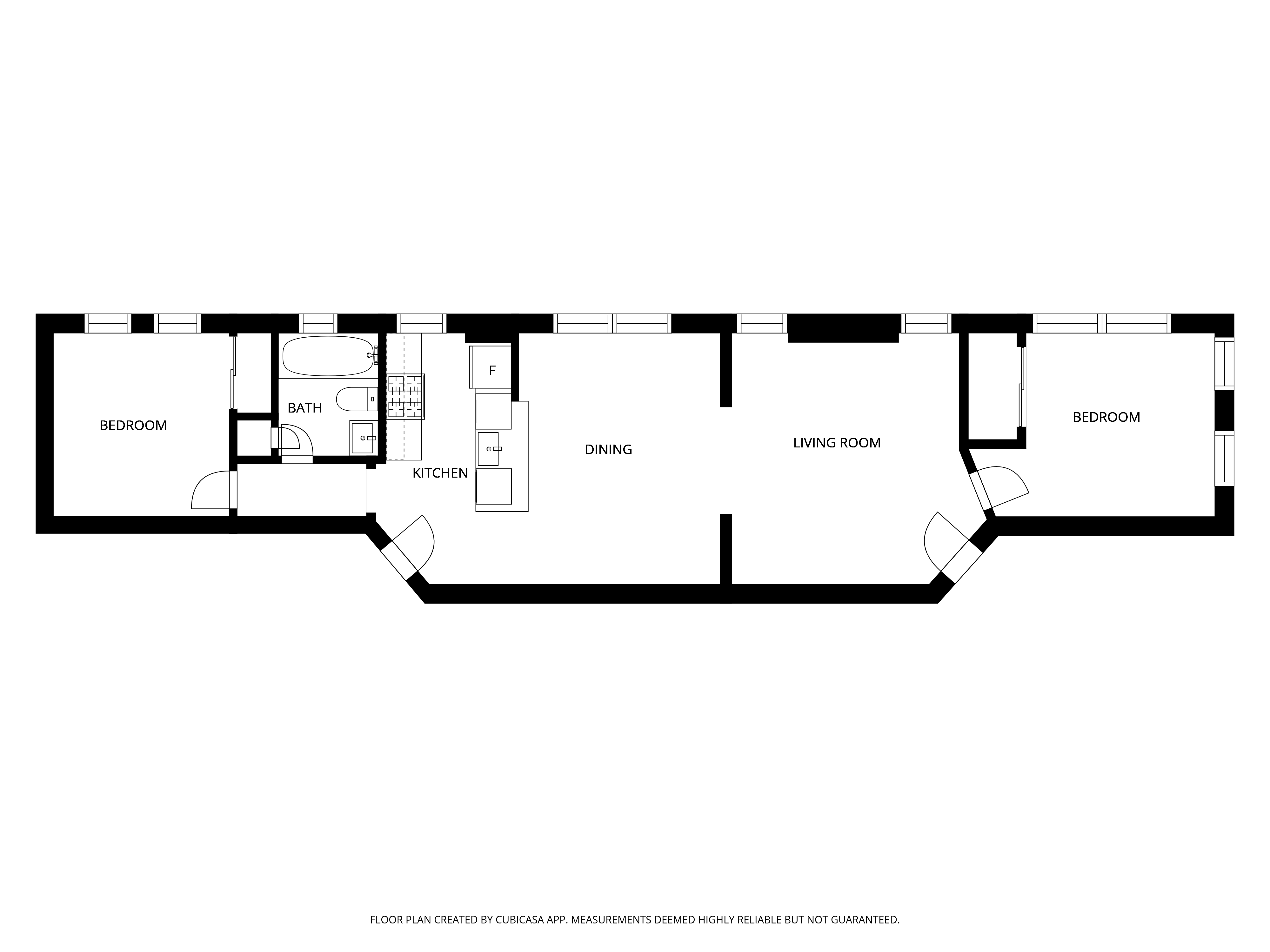 Floor plan for 2 beds, 1 bath, 790 sqft